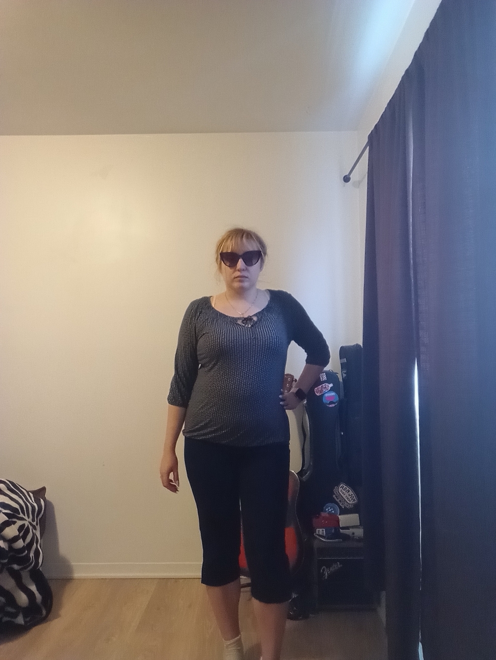 Black Patterned Peasant Blouse